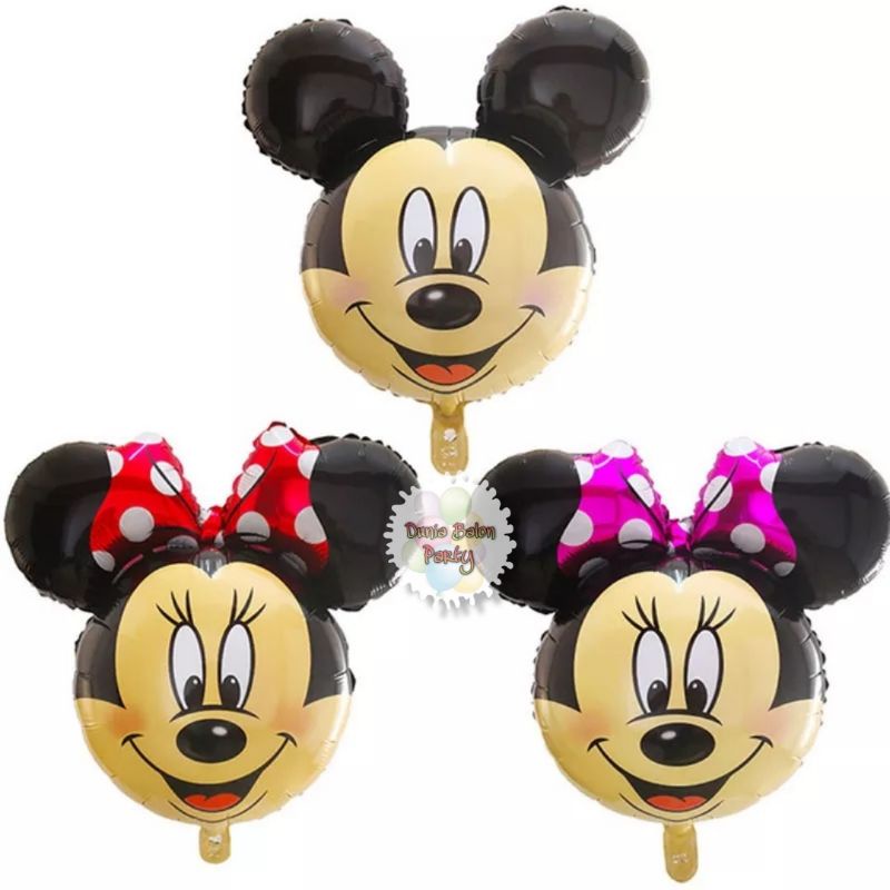 Balon Foil Kepala Mickey Minnie Mouse 40cm