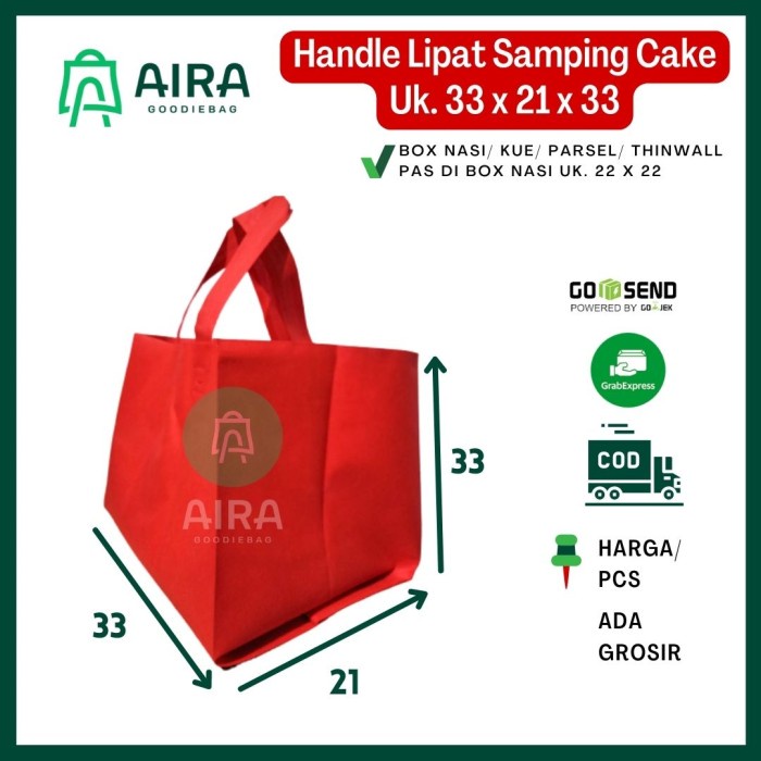 

NEW Goodie bag brownies tas spunbond cake kotak Brownies box kue tas kain - Merah