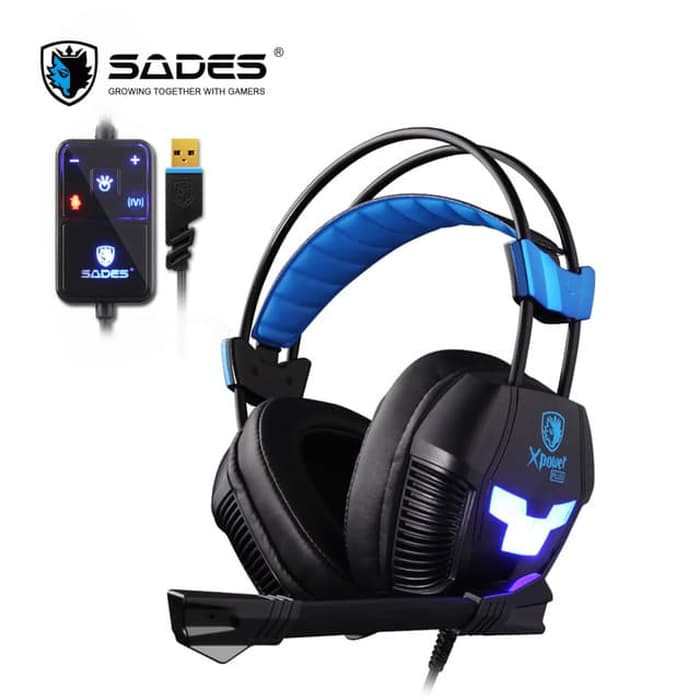 HEADSET SADES 706 s X POWER PLUS (BLUE LED)