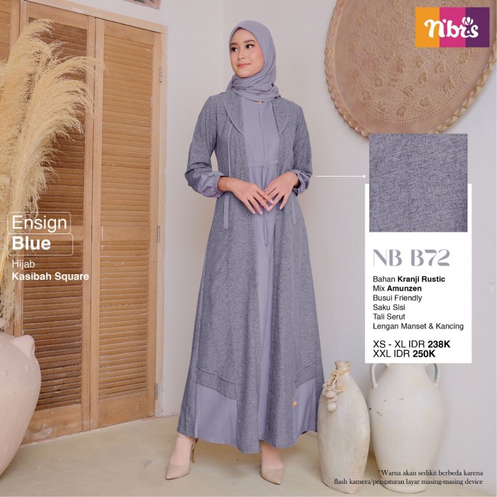 Nibras Gamis NB B72 Bahan Kranji Rustic Mix Amunzen Dress Muslimah Kekinian