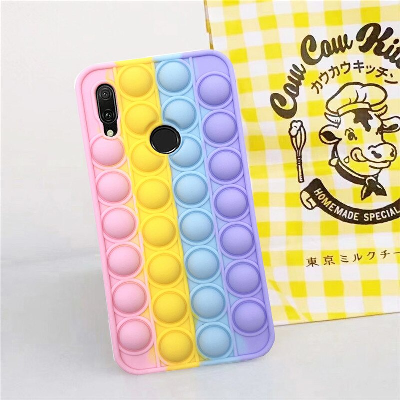 Reliver Stress Pop Fidget Toys Push It Bubble Case for Huawei Nova 5T 7SE Nova 7 Nova3i Y9S Y9 Prime 2019 P30 P40 Pro Mate 30 Antistress Game Cover Adult Kids