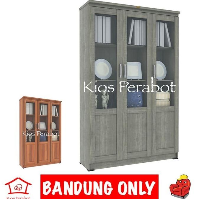 (:(:(:(] Lemari pajangan hias 3 pintu kaca / rak buku pintu kaca Romaro