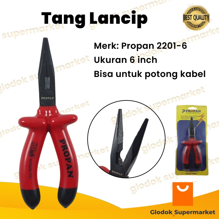 Tang Lancip Jepit Elektrik 6 inch Propan Electrical Long Nose Pliers 6inch 2201-6