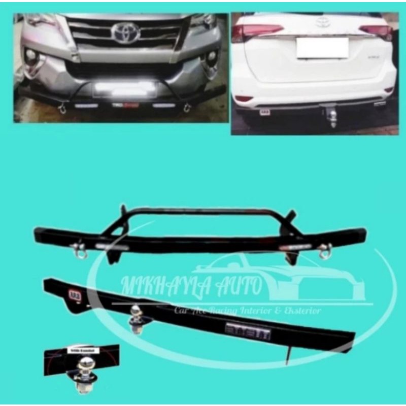 Paket Towing/Tanduk Pengaman Bemper Depan Belakang Fortuner 2016-2022