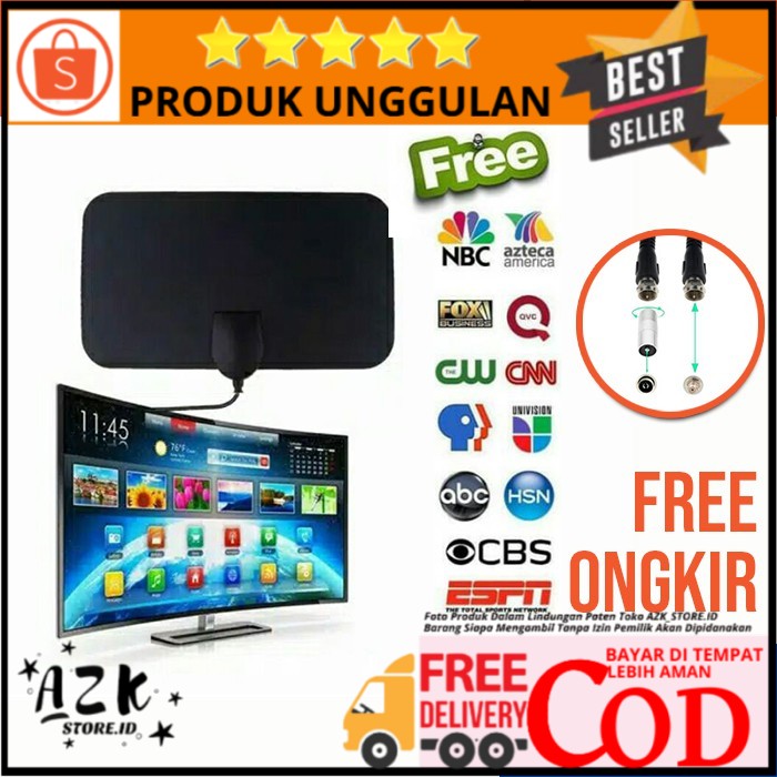 ANTENA INDOOR SMART TV / ANTENA TV DIGITAL DVB - T2 4K HIGH GAIN 25DB