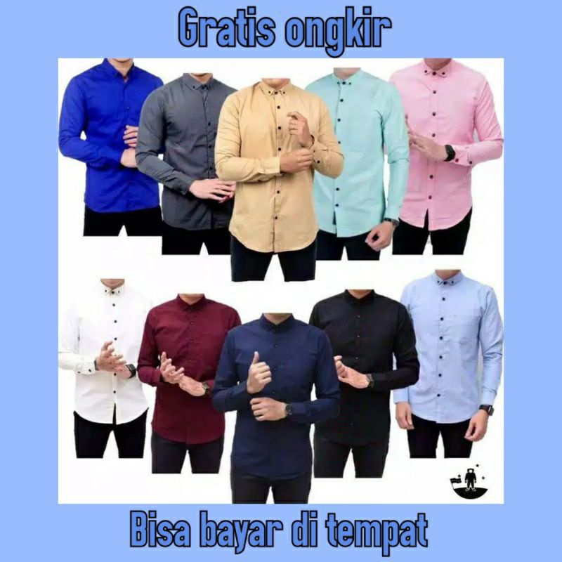 BISA COD KEMEJA PRIA LENGAN PANJANG | KEMEJA POLOS PRIA PANJANG | KEMEJA PRIA CASUAL