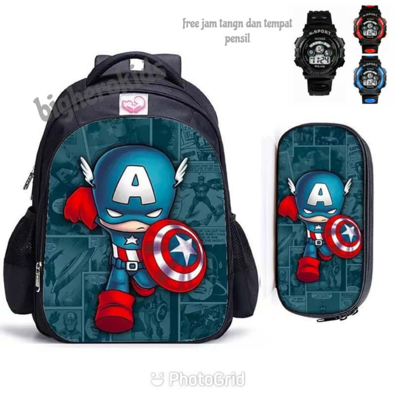 RANSEL EVENGER/AMOUNGUS 2IN1 TAS ANAK LAKI-LAKI FREE JAM TANGAN