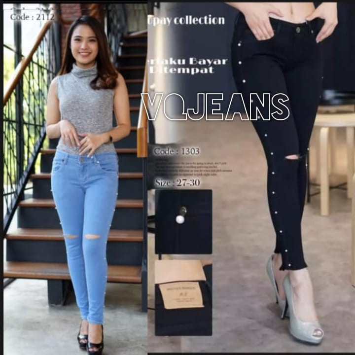 ARINI JEANS MUTIARA DARK BROWN NEW SERIES SIZE JUMBO(27-34) CELANA JEANS MOTE SAMPING RIPPED