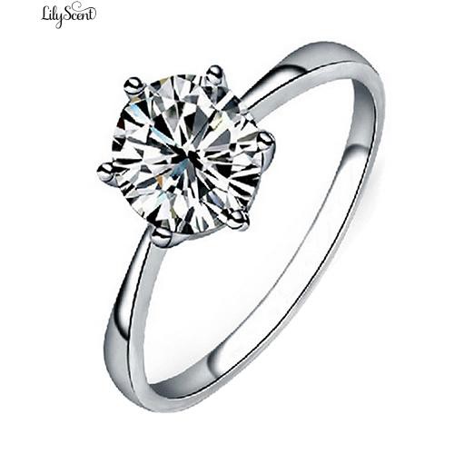 [Bayar Di Tempat]Wo Clear Zircon Tergabung Wedding Bridal Engaget Party Jewelry Ring Ukuran 6-9