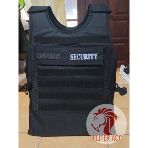 Rompi Security Hitam - Rompi Tebal Busa - Rompi Motor