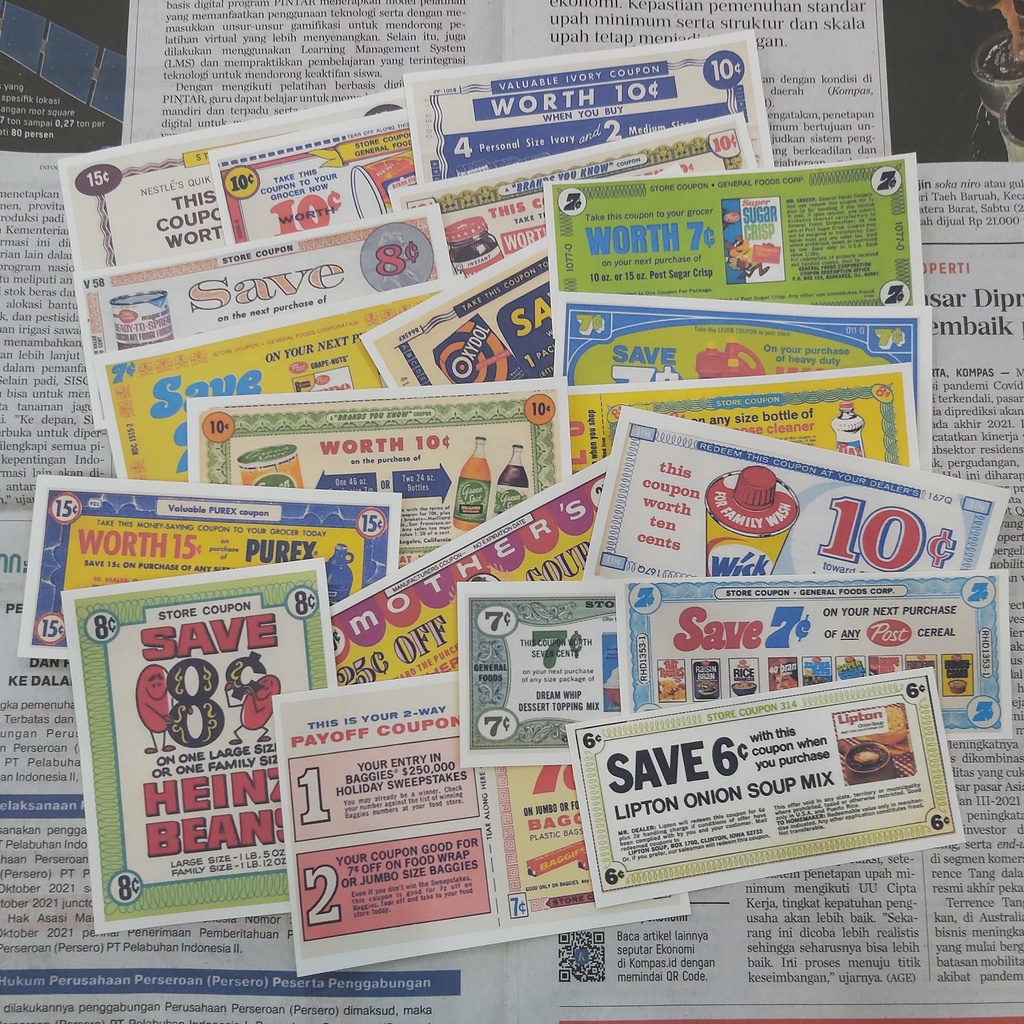 

32 Pcs Vintage Coupon Sticker Untuk Journaling Jurnal Scrapbook