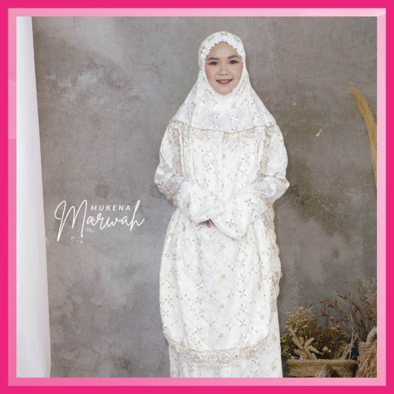 Mukena dewasa putih polos bordir renda cantik mewah premium traveling terbaru