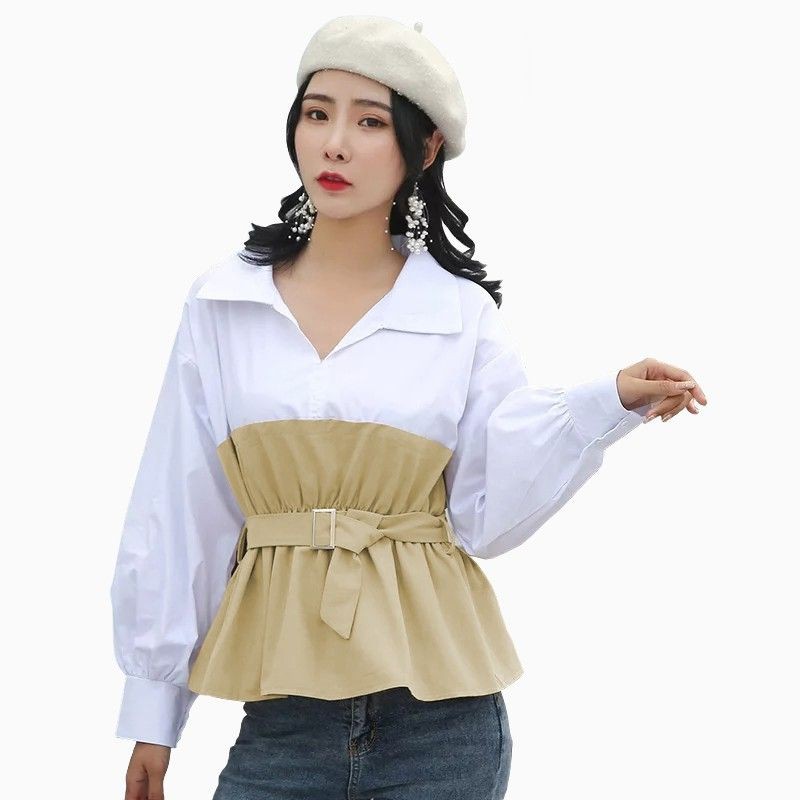 Blus Lengan panjang Gaya Korea Variasi krah kemeja model terbaru - Givtha Production Earth