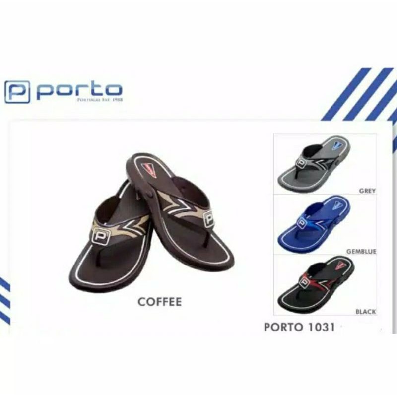 SANDAL PRIA DEWASA PORTO 1031 KARET LENTUR ANTI SLIP WATERPROOF