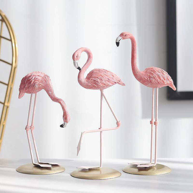 Dekorasi Flamingo Pink Bahan Resign Shabby Hiasan Pajangan Meja