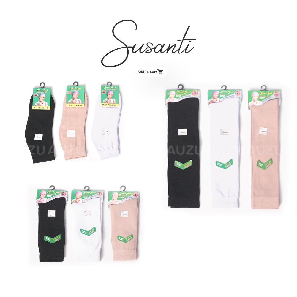 Kaos Kaki Wanita Muslimah Panjang Selutut warna cream putih hitam-5