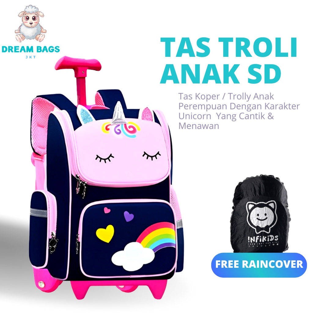 Tas Koper Anak Perempuan SD Import Troli Unicorn DB-160492