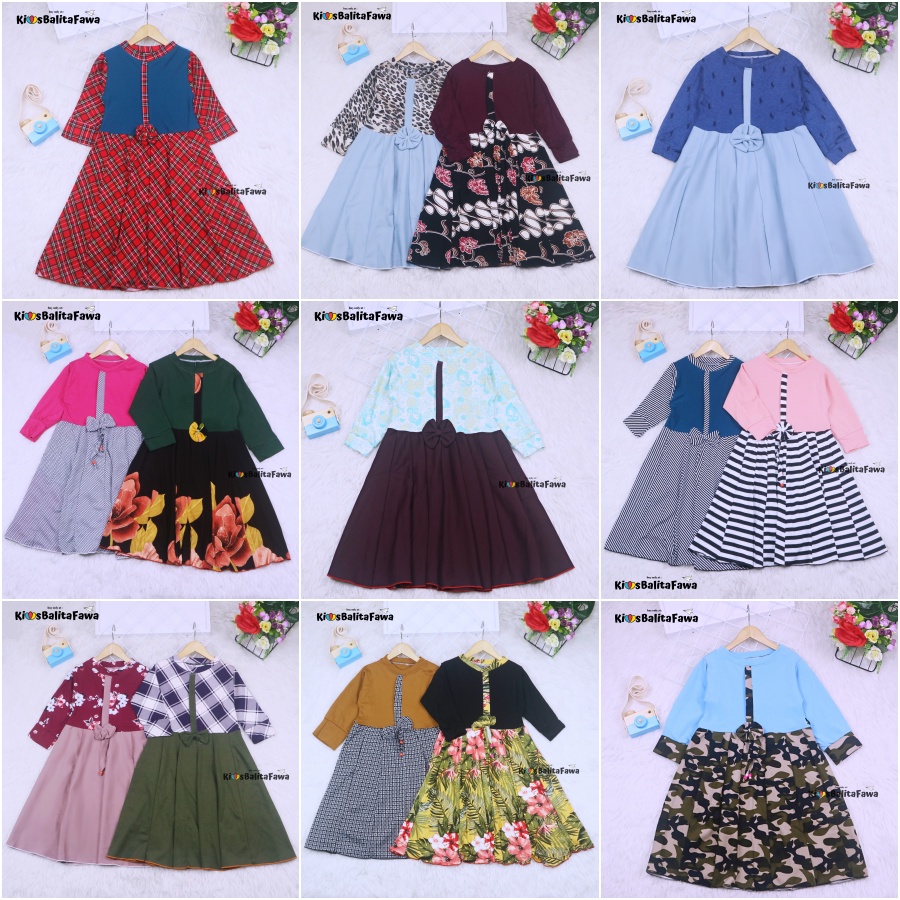 Dress Valencia uk 7-8 Tahun / Dres Baju Anak Perempuan Lengan Panjang Motif Adem Fashion Kids