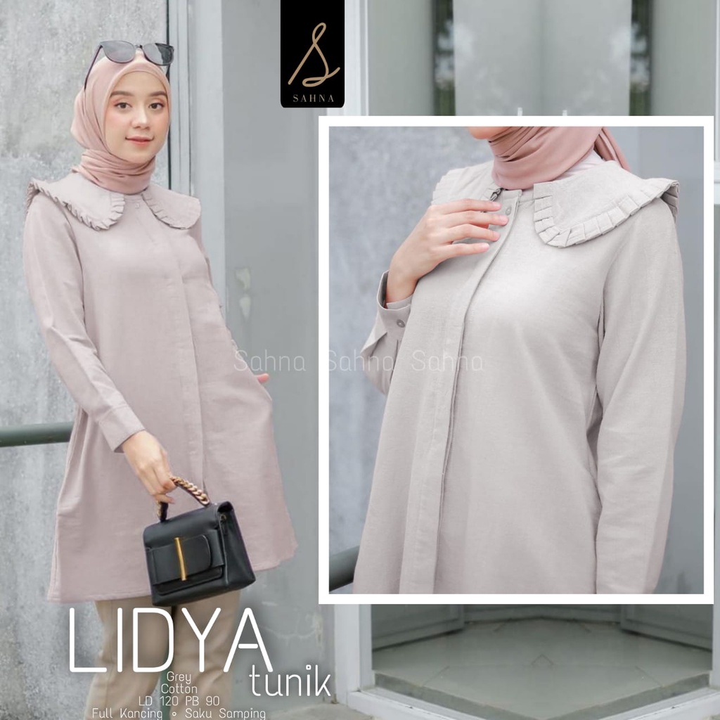 LIDYA TUNIK BY SAHNA / KATUN PREMIUM / FULL KANCING / SAKU SAMPING
