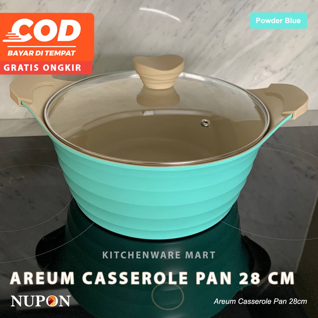 Cassrole Ceramics Nupon 28cm - Cassrole Areum NuponPanci Masak Induction Bottom Free Tutup Kaca