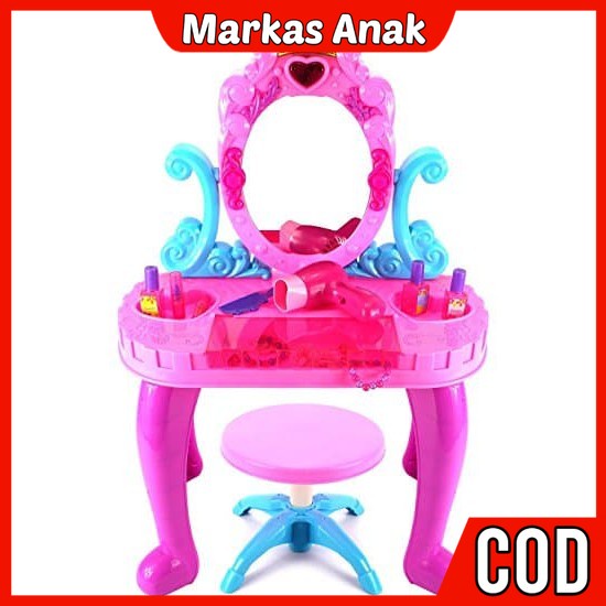 Mainan Anak Anak Umur 3 4 5 6 Tahun Alatke upkeUp mekap Dandan Kosmetik Meja Kursi Rias Wajah Cantik