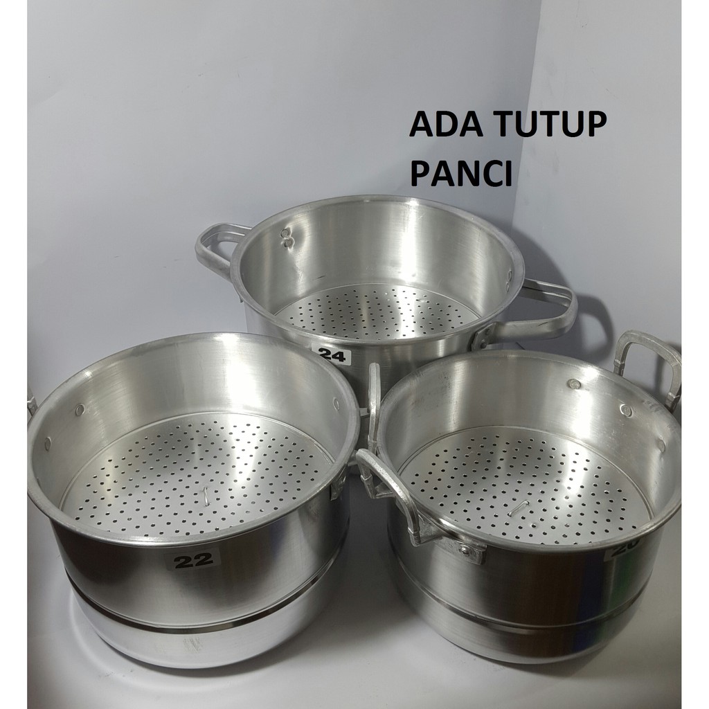 Panci Dandang Kukusan Steamer Stock Pot Hallo Ukuran 20 22 24 - Trijasa