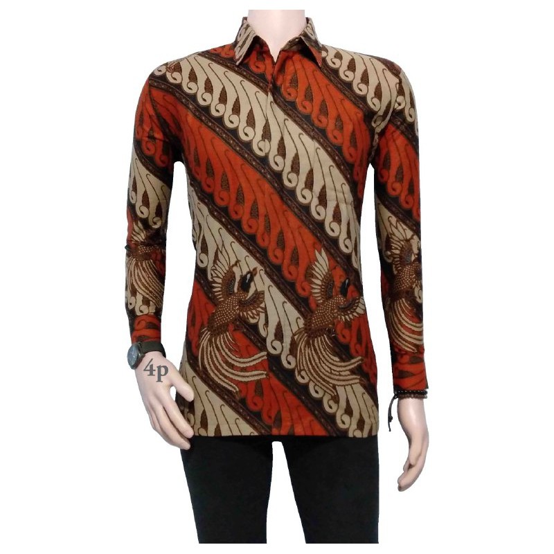 BSWART BATIK HRB026 Kenongo Hem Pendek Padi Pekalongan M L XL Batik Pria MURAH