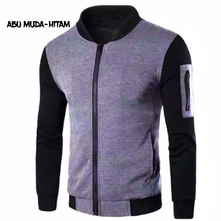 JAKET JUMBO PRIA BOMBER FLEECE KOMBINASI DEWASA MURAH