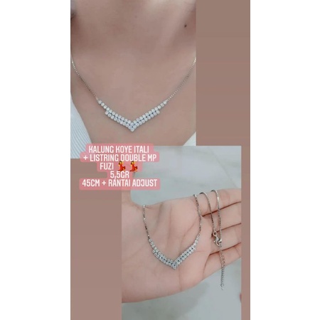 KALUNG KOYE ITALI + DOUBLE LISTRING MP DOUBLE (MODEL FUZI) /KALUNG PERAK ASLI SILVER 925 LAPIS EMAS/ KALUNG FASHION WANITA TERBARU