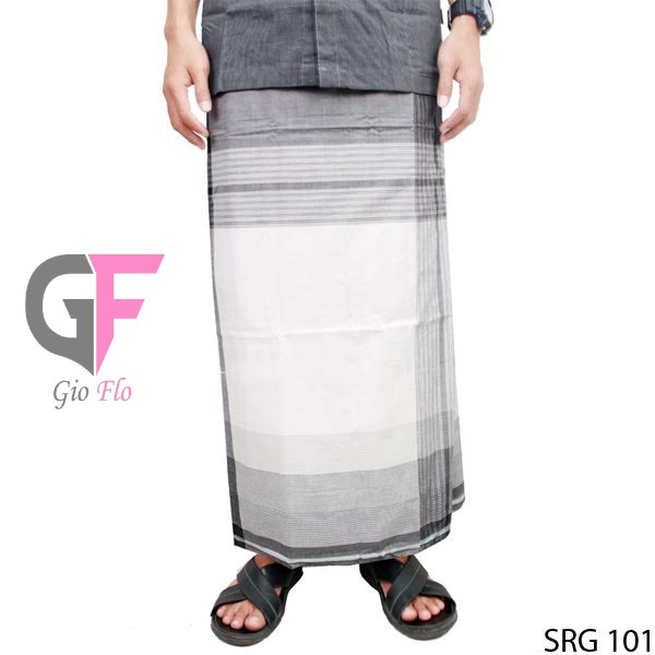 GIOFLO Perlengkapan Sholat Sarung Muslim Pria White Black / SRG 101