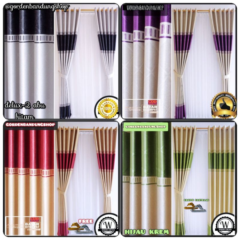 Gorden Jendela / Tirai Jendela Pintu Kamar Bahan Blackout Premium  Warna Ungu Krem Coklat Hijau Biru