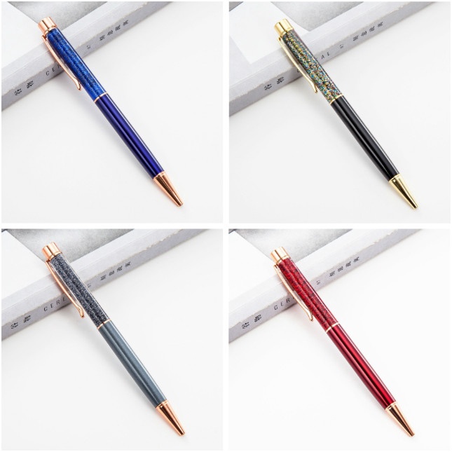 Creatively Luxury Ball-point Flow Oil Crystal Gold Foil Metal Copper Colorful Gold Color Pen