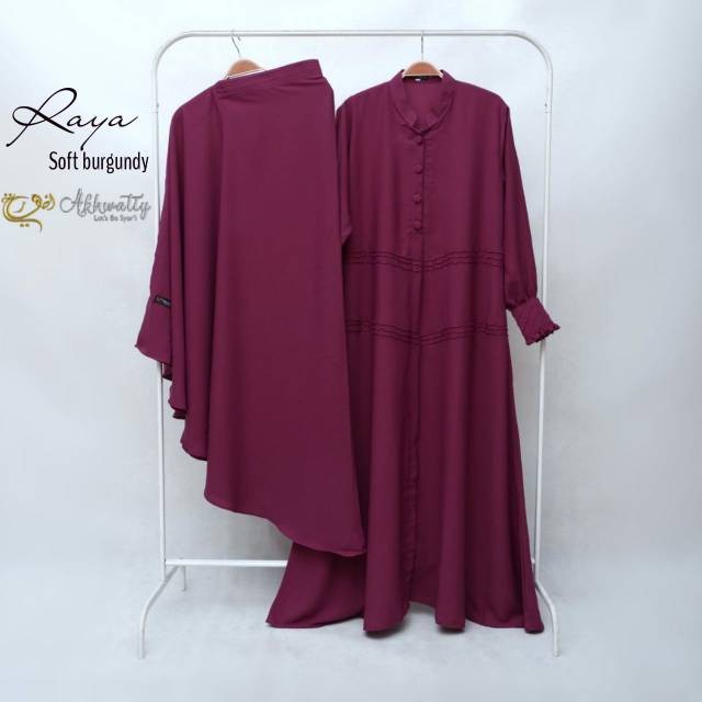 Raya by akhwatiy gamis set jilbab syari polos murah