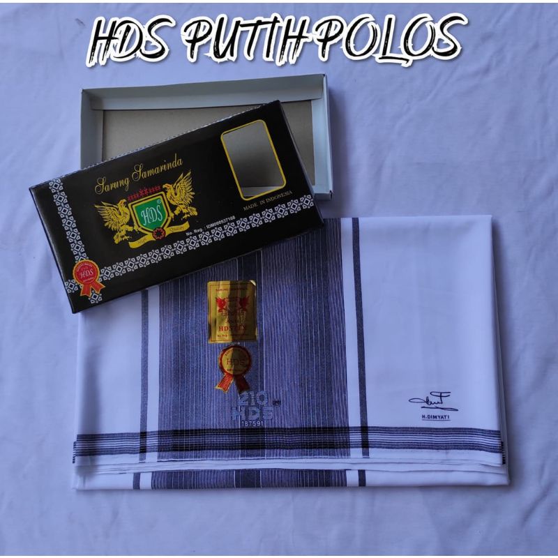 Aulia - Sarung HDS Samarinda Polos Putih//Sarung Polos Putih Tumpal Salur Salur