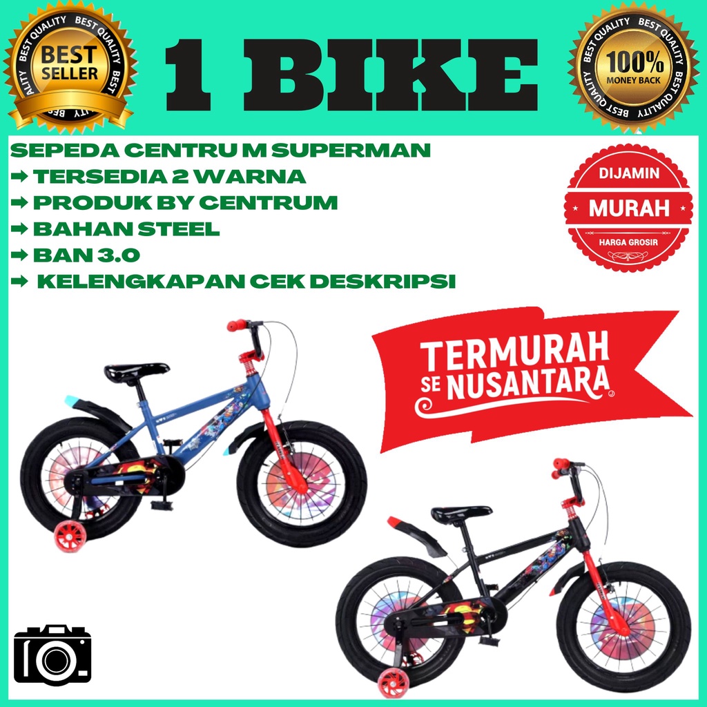 Sepeda BMX CENTRUM CT8625 -38 SUPERMAN Sepeda Anak Laki 16-18 Inch Ban 3.0 sepeda anak murah bmx