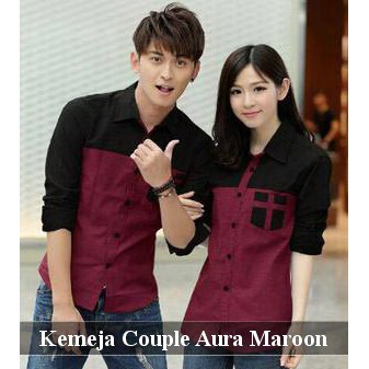 Kemeja Couple Populer | Grosir Baju Couple | Aura Maroon