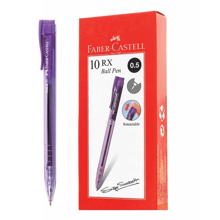 

TERBARU BALLPOINT FABER-CASTELL RX 0.5MM HITAM, BODY VIOLET-1BOX 10 PCS