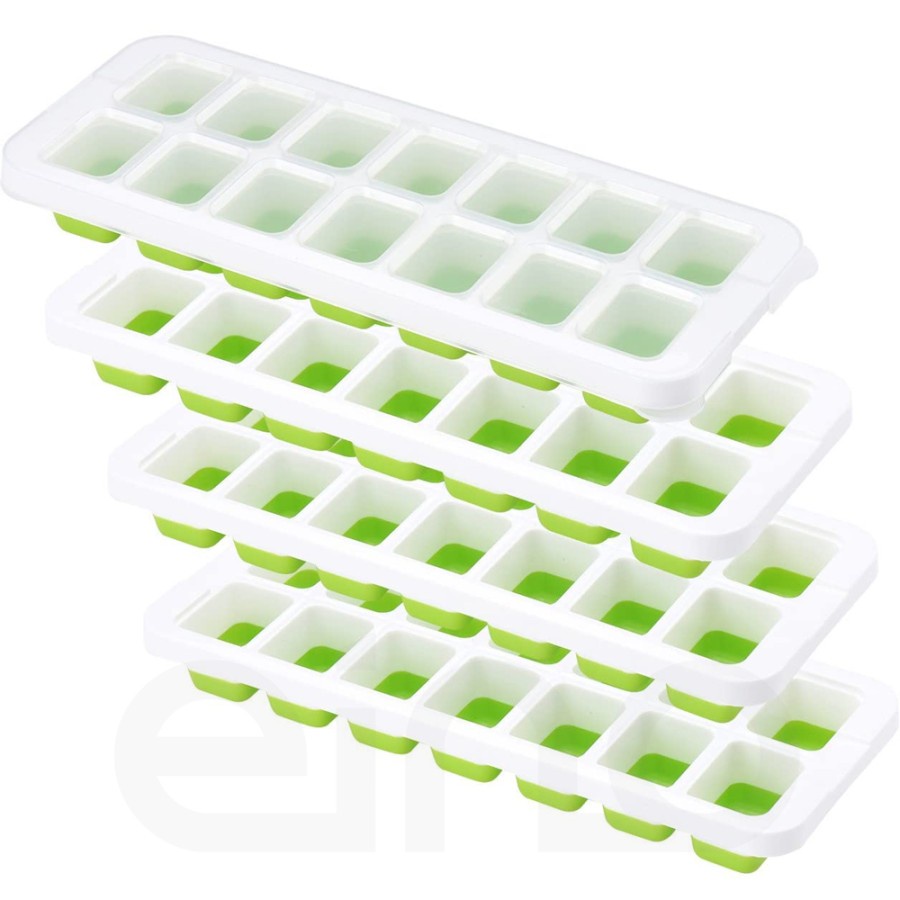 Cetakan Es Omorc by EINO Ice Cube Trays, 4 pack, Easy Release BPA Free MECP218AG - 1set