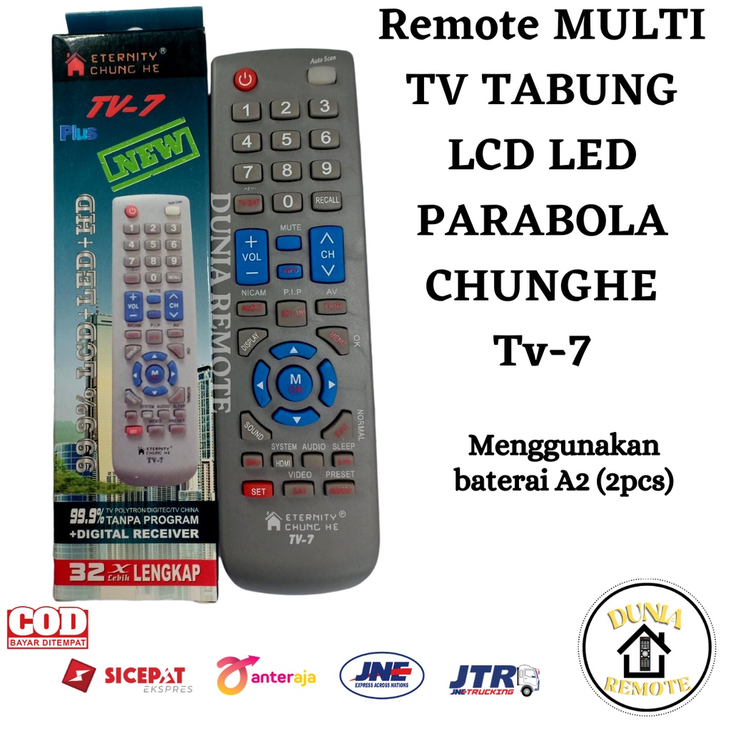 Remot Tv / Remot Multi Tv Tabung LCD LED Parabola Universal TV 7