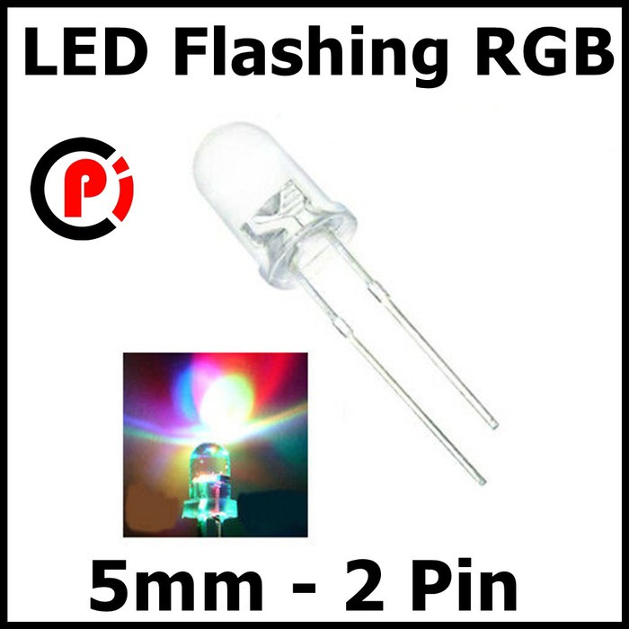 LED 5mm 5 mm 2 Pin 3 Warna RGB Merah Hijau Biru Flashing