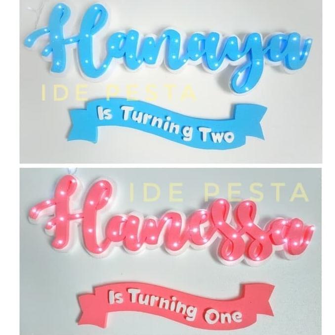 Helnan_Store | Styrofoam/Sterofoam Nama Tulisan + Lampu - Dekorasi Ulang Tahun Aqiqah