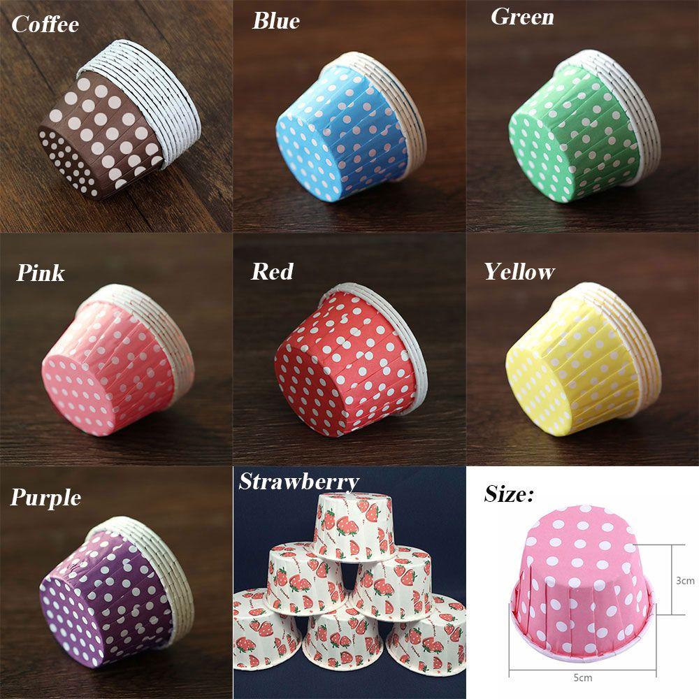 Populer 100PCS Muffin Cup Home Dot Hias Cupcake Liner Anti Minyak