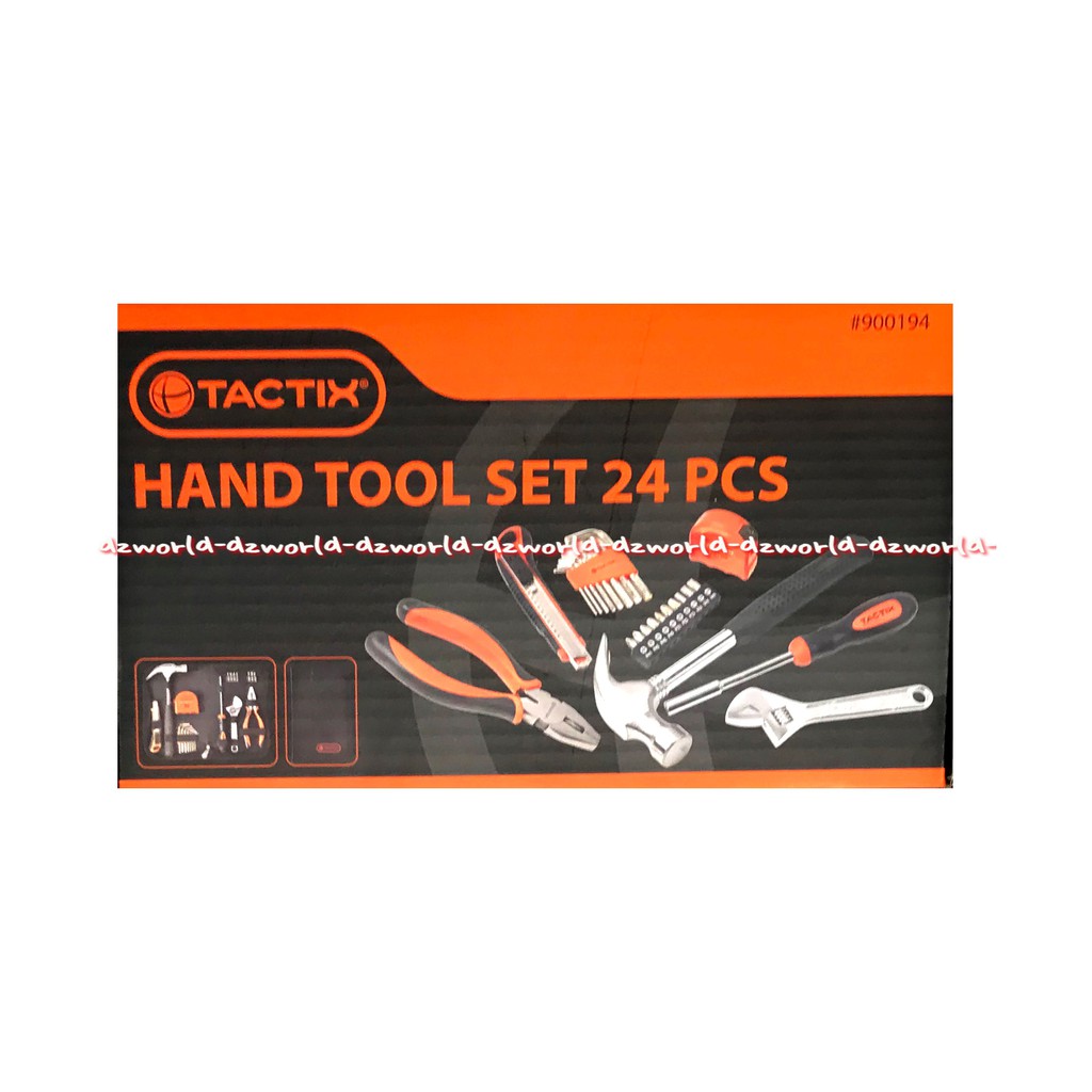 Tactix Hand Tool Set 24Pcs Set Perkakas Obeng Tang Palu Pisau Carter Meteran Taxtic Handtool Screwdriver Screw Driver Taktik