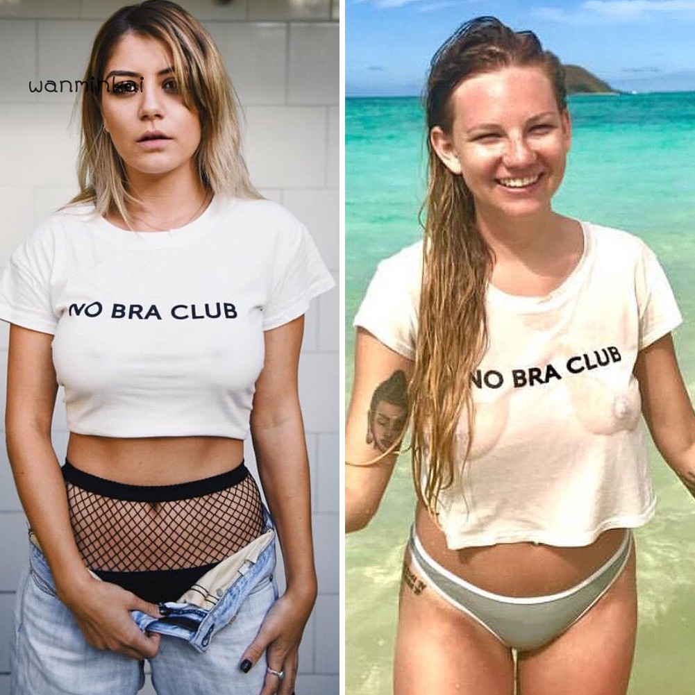 loose crop top no bra