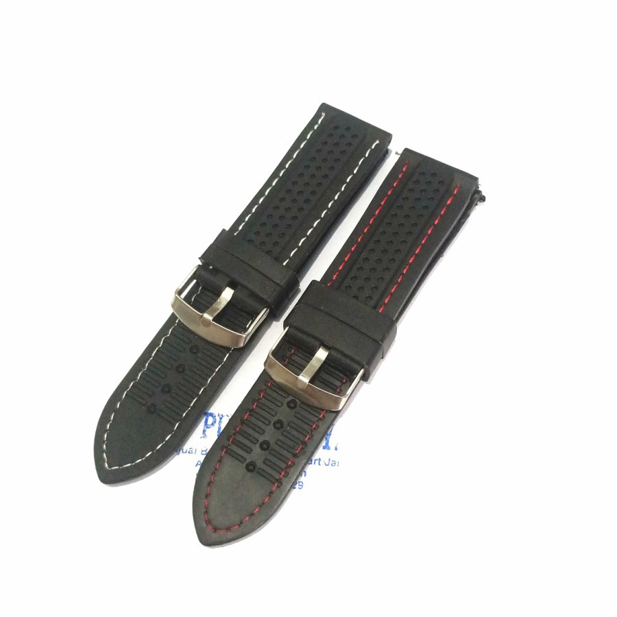 strap jam tangan karet motif 26 mm tali jam tangan karet jait putih mtif karet jaitan merah motif 26mm strap jam tangan karet original  murah harga grosir strap jam tangan