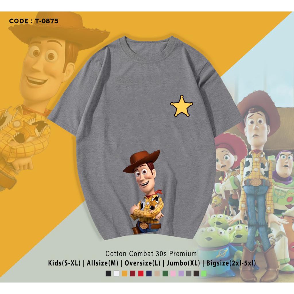 T-SHIRT / KAOS TY STORY / KARAKTER WOODY/ REAL PICTURE / TERIMA CUSTOM TEE DEWASA DAN ANAK-ANAK