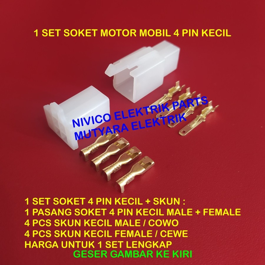 Socket 4 Pin KECIL + Skun / Konektor / Kabel Motor / Soket Motor 4 Pin Kecil + Skun