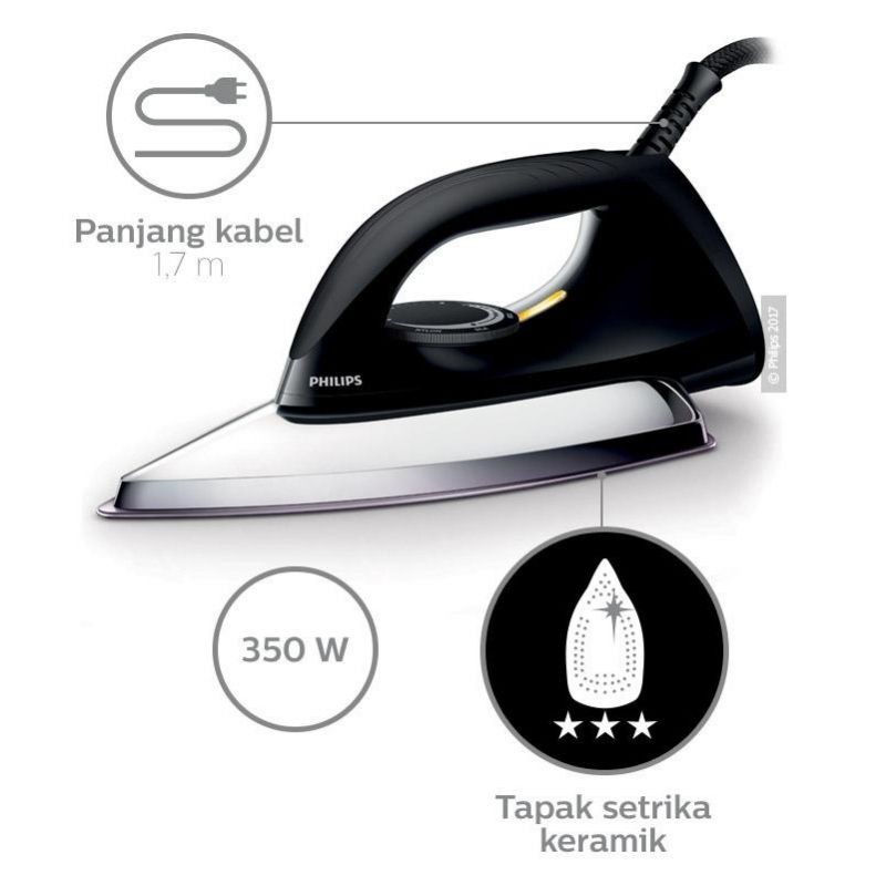 Setrika Philips HD-1173 Dry Iron Anti Lengket