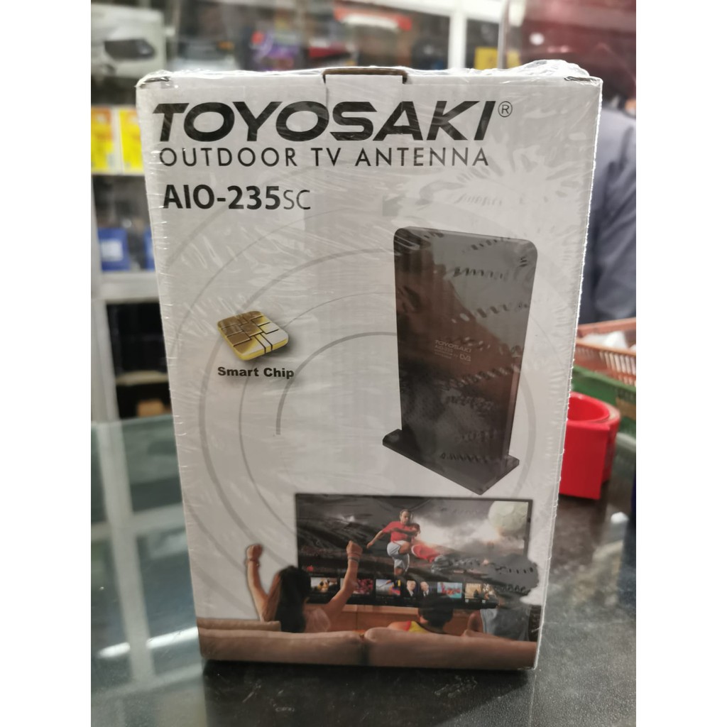 ANTENNA INDOOR OUTDOOR TOYOSAKI AIO 235 SC ANALOG DIGITAL DVB T BOOSTER KABEL 10M UHF MUDAH DIRAKIT HI GAIN
