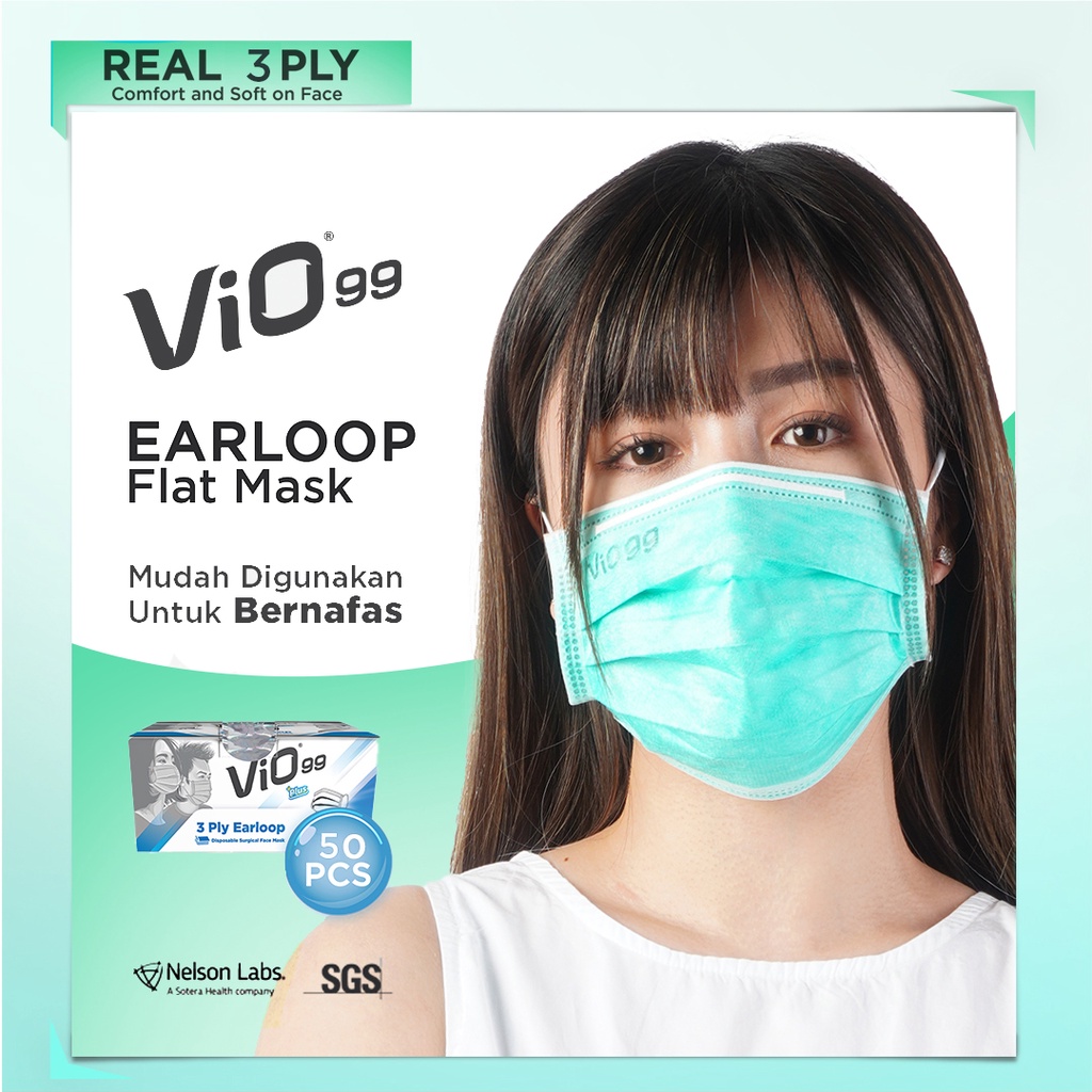 Vio Mask Earloop Masker Medis Vio Earloop 3 ply - Masker Premium Lulus Uji Bfe Pfe Vfe